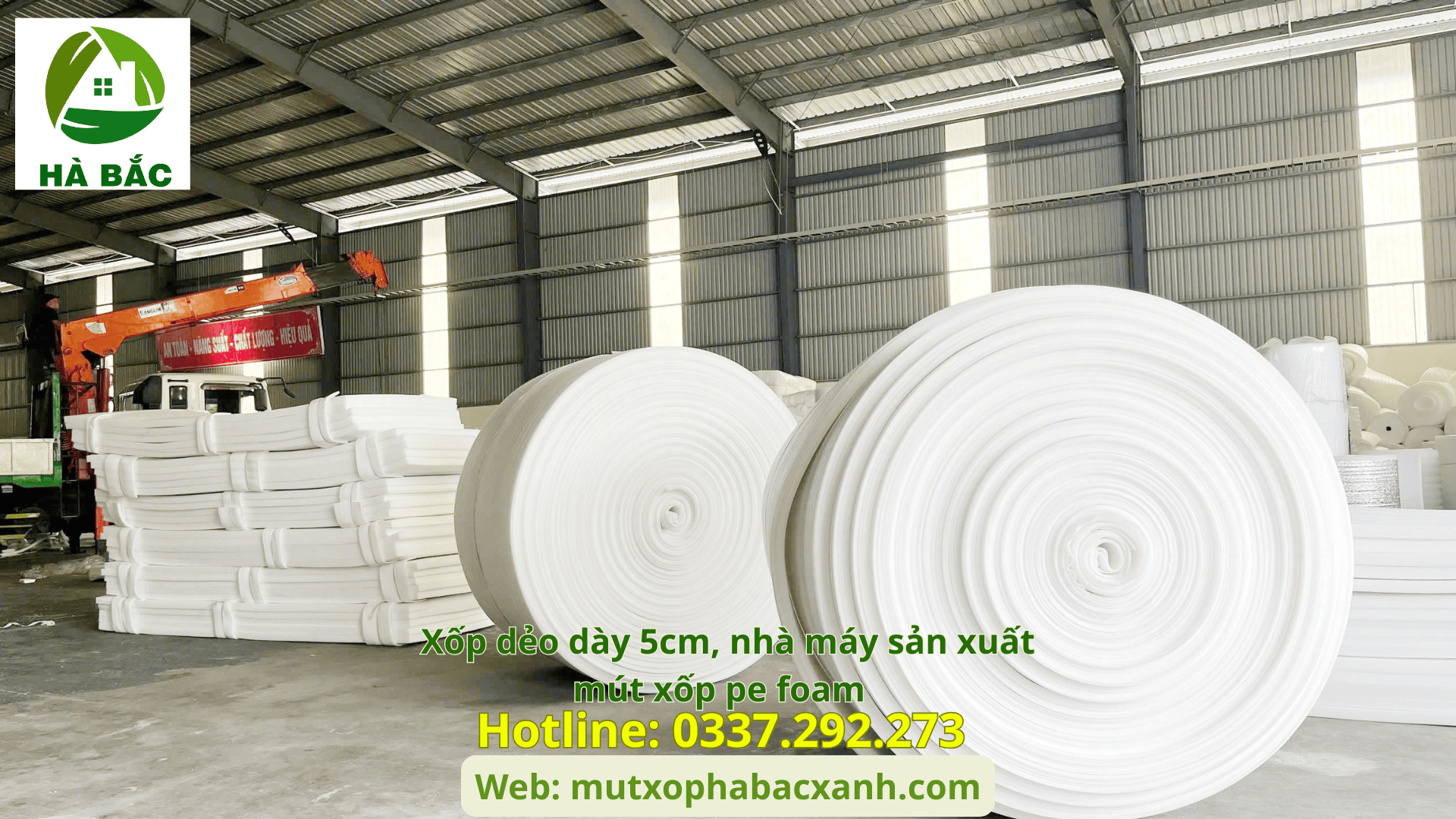 Xốp dẻo dày 5cm, nhà máy sản xuất mút xốp pe foam tại Hưng Yên