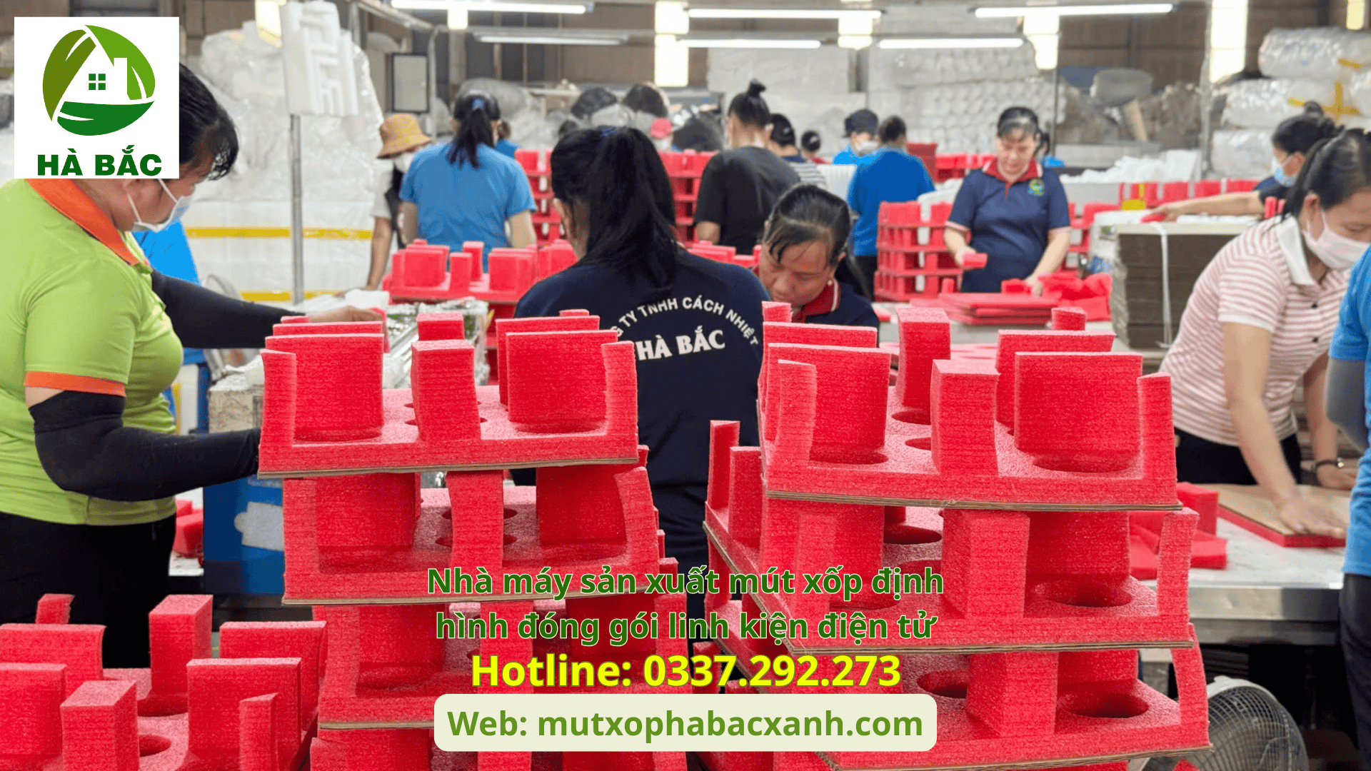 Nhà máy sản xuất mút xốp định hình đóng gói linh kiện điện tử tại KCN Yên Phong