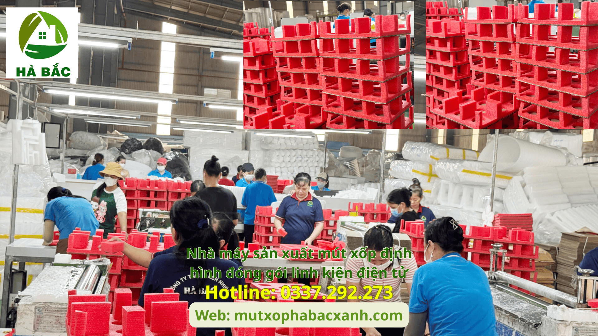 Nhà máy sản xuất mút xốp định hình đóng gói linh kiện điện tử tại KCN Yên Phong