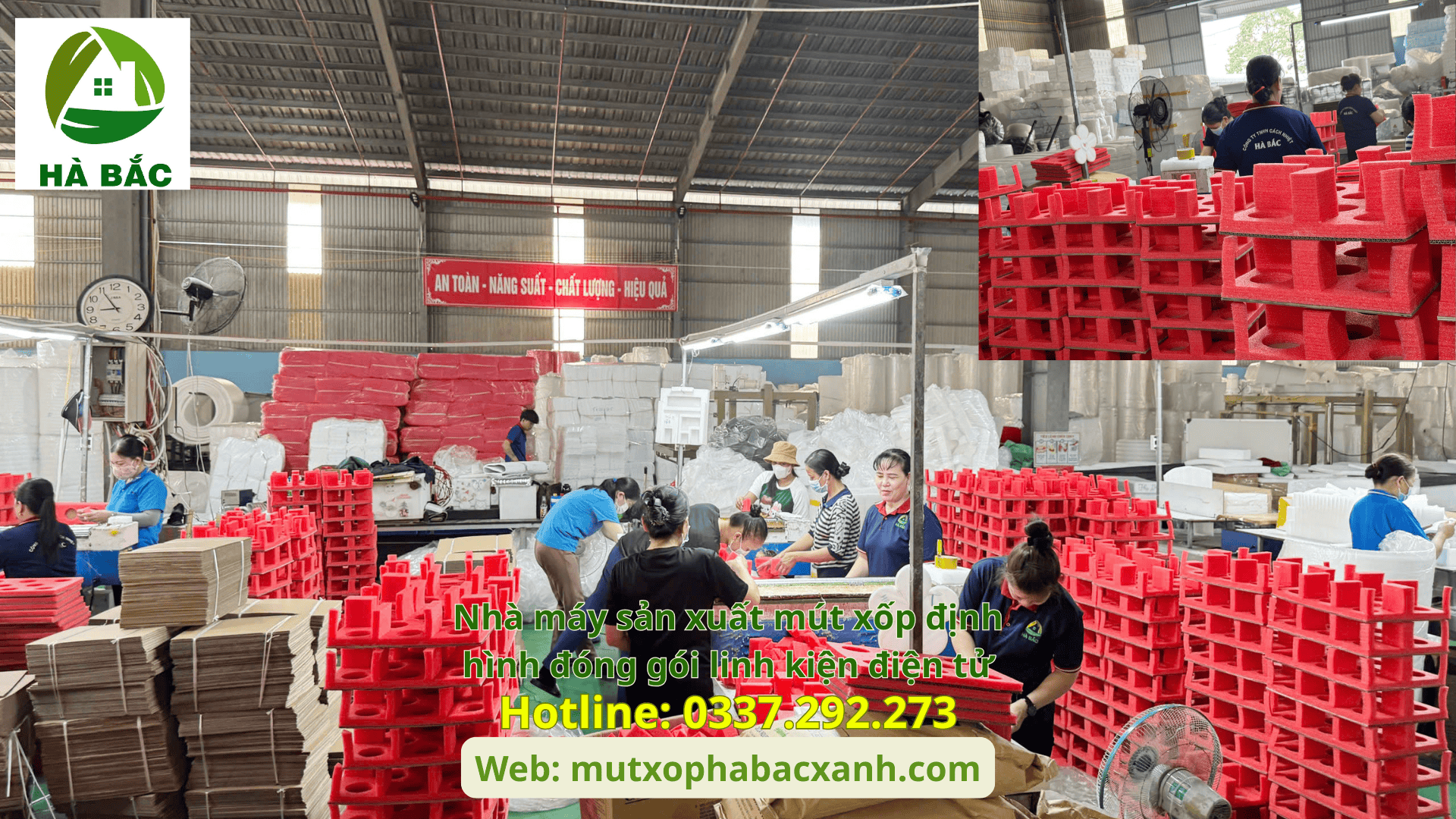 Nhà máy sản xuất mút xốp định hình đóng gói linh kiện điện tử tại KCN Yên Phong