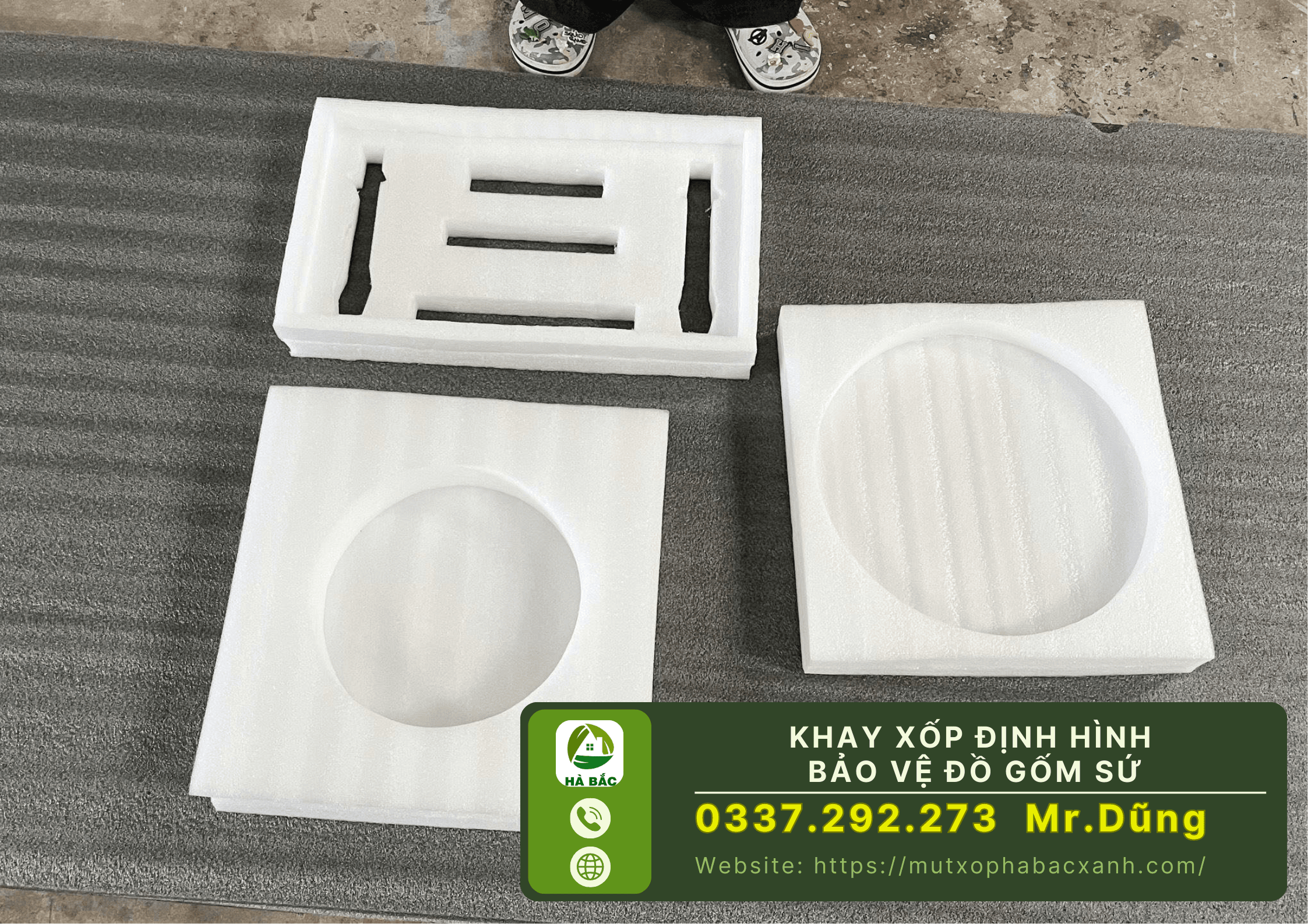 Khay xốp định hình bảo vệ đồ gốm sứ tại Bát Tràng-Hà Nội
