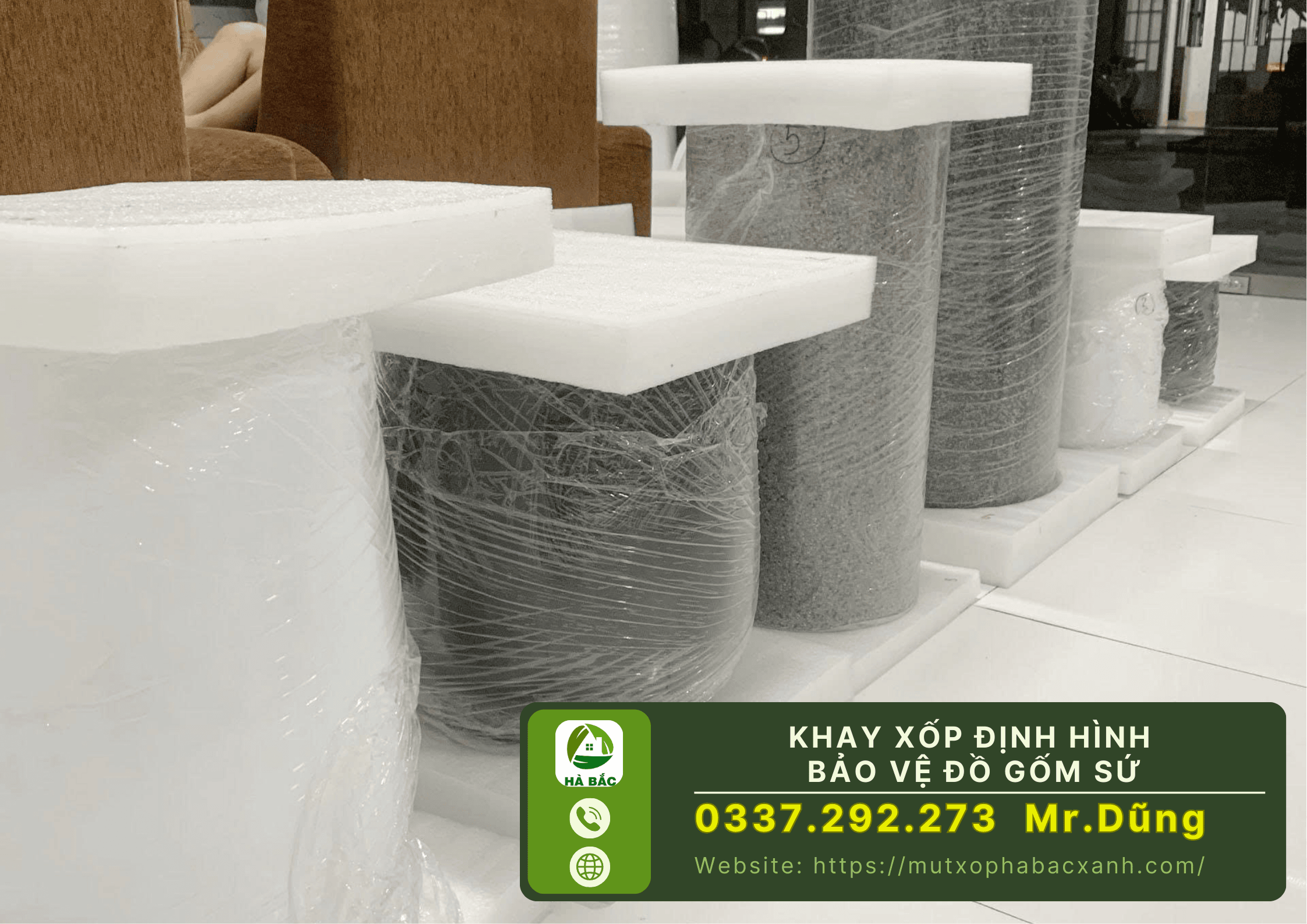 Khay xốp định hình bảo vệ đồ gốm sứ tại Bát Tràng-Hà Nội