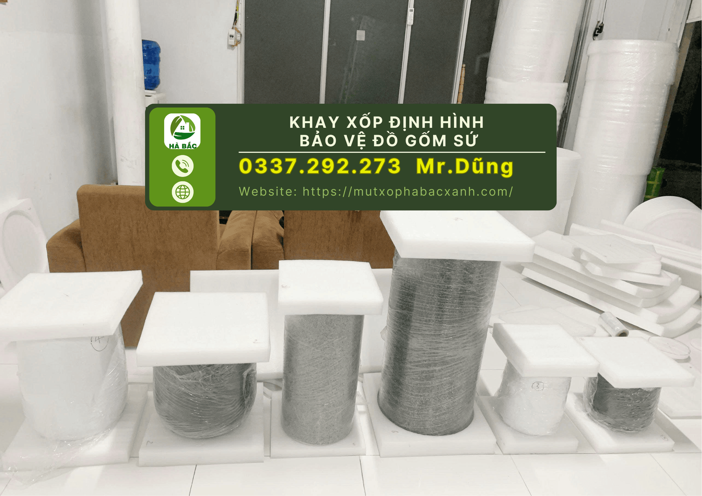 Khay xốp định hình bảo vệ đồ gốm sứ tại Bát Tràng-Hà Nội