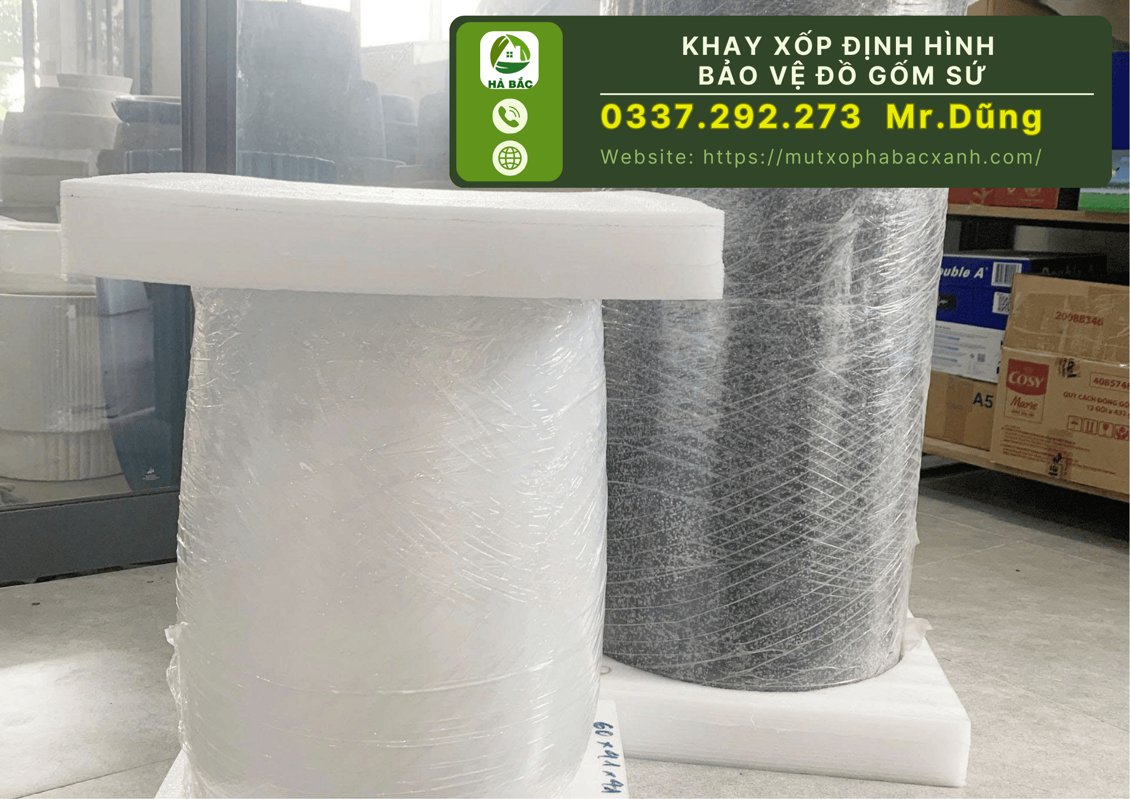 Khay xốp định hình bảo vệ đồ gốm sứ tại Bát Tràng-Hà Nội