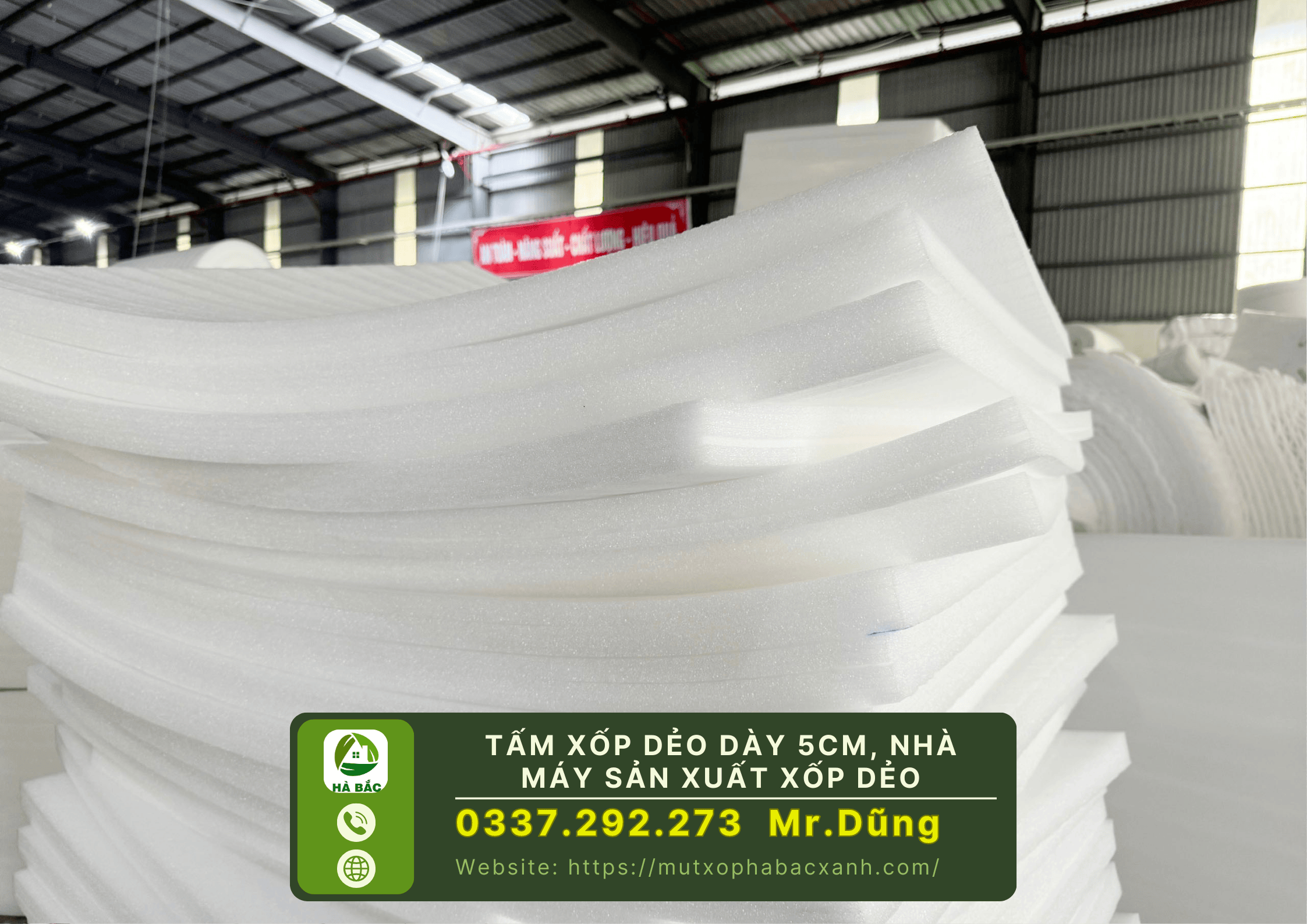 Tấm xốp dẻo dày 5cm, nhà máy sản xuất xốp dẻo tại KCN Sóng Thần