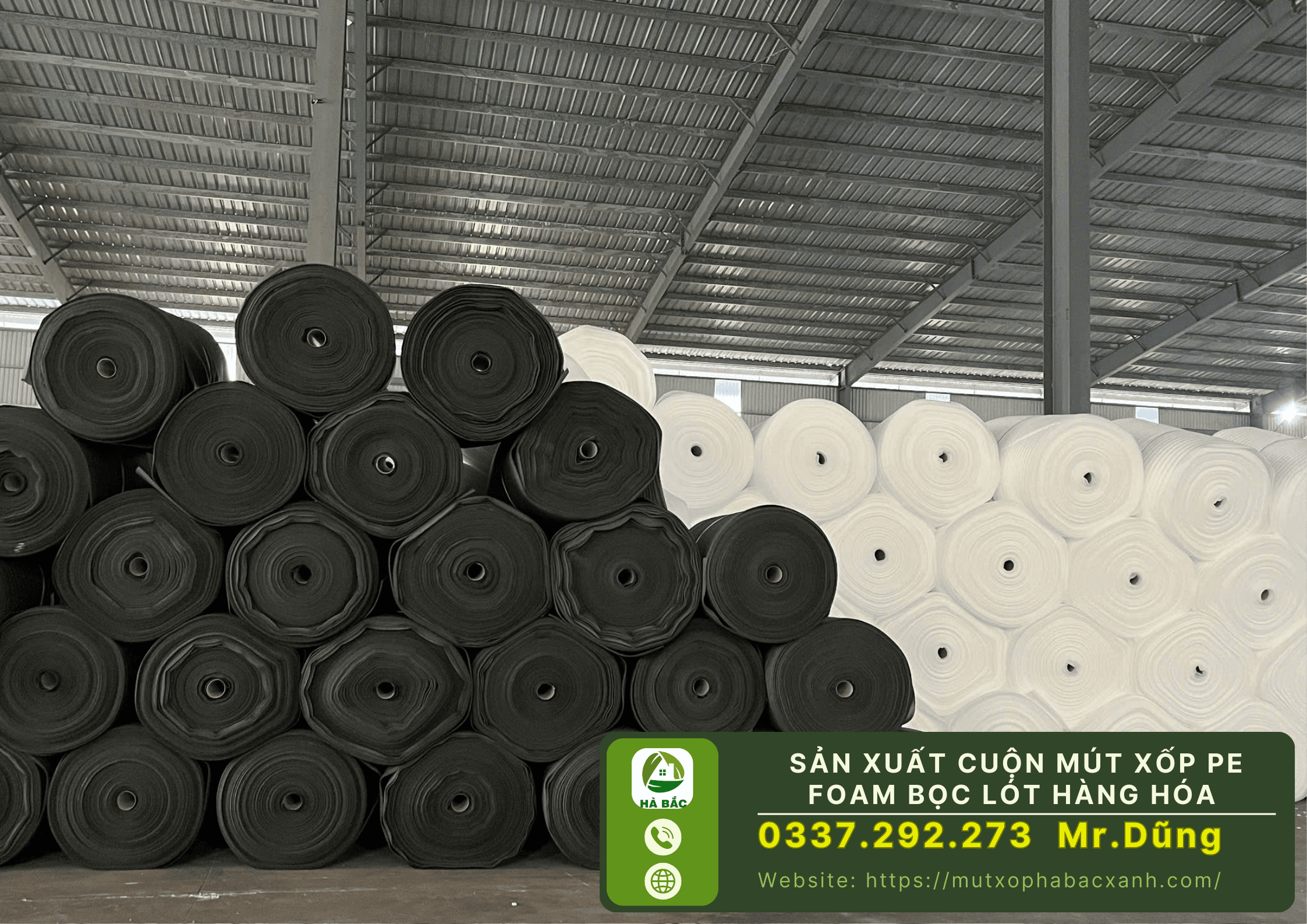 Nhà máy sản xuất cuộn mút xốp pe foam bọc lót hàng hóa tại Bắc Ninh