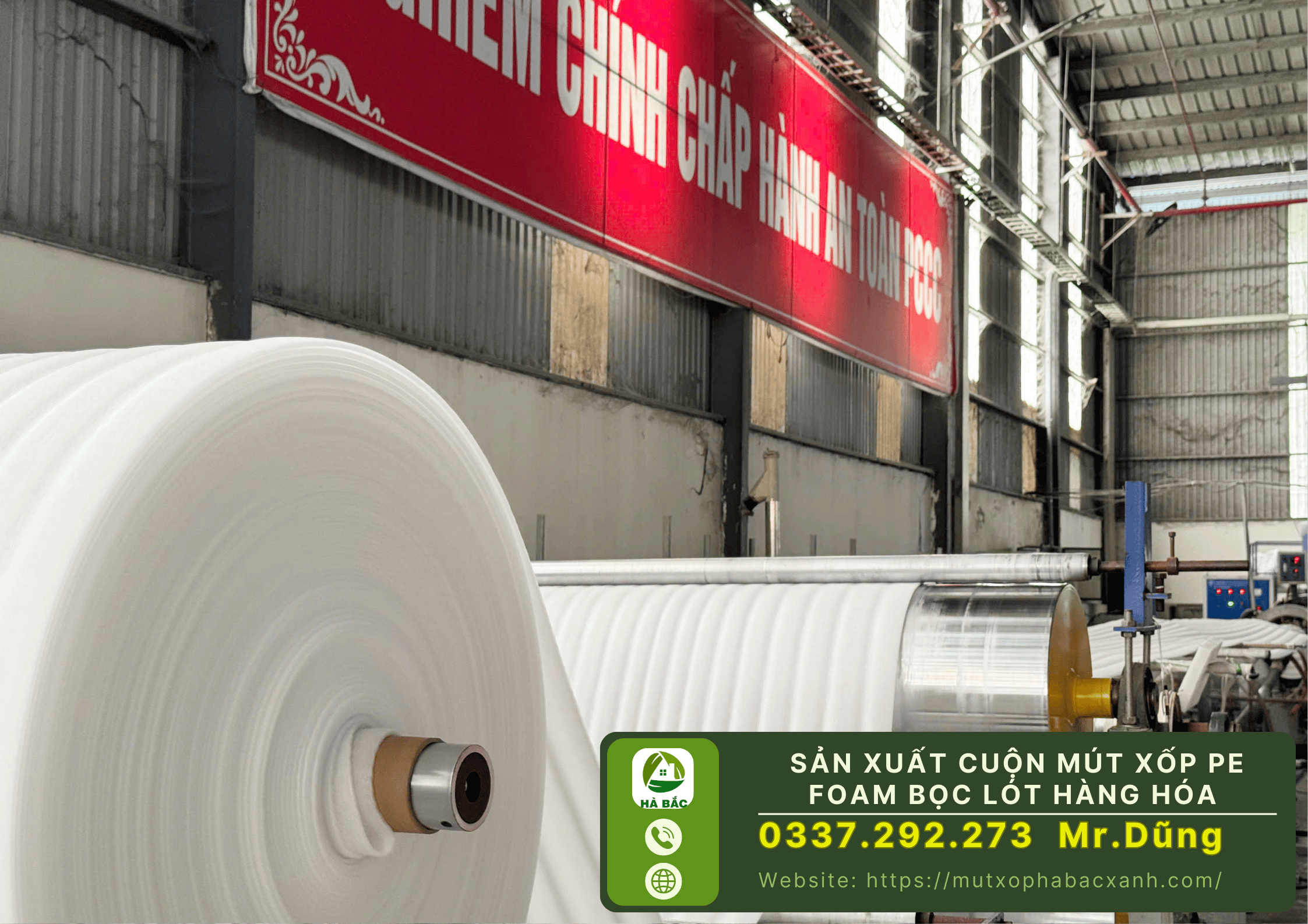 Nhà máy sản xuất cuộn mút xốp pe foam bọc lót hàng hóa tại Bắc Ninh 