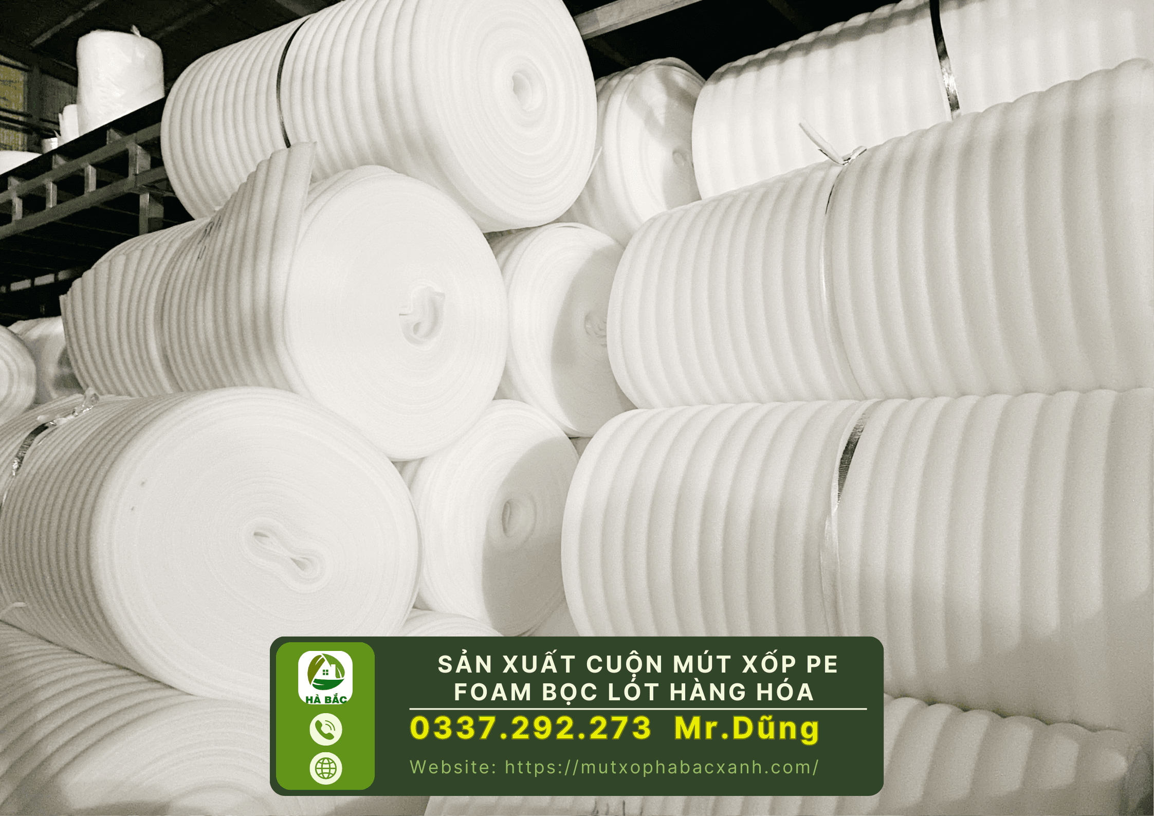Nhà máy sản xuất cuộn mút xốp pe foam bọc lót hàng hóa tại Bắc Ninh 