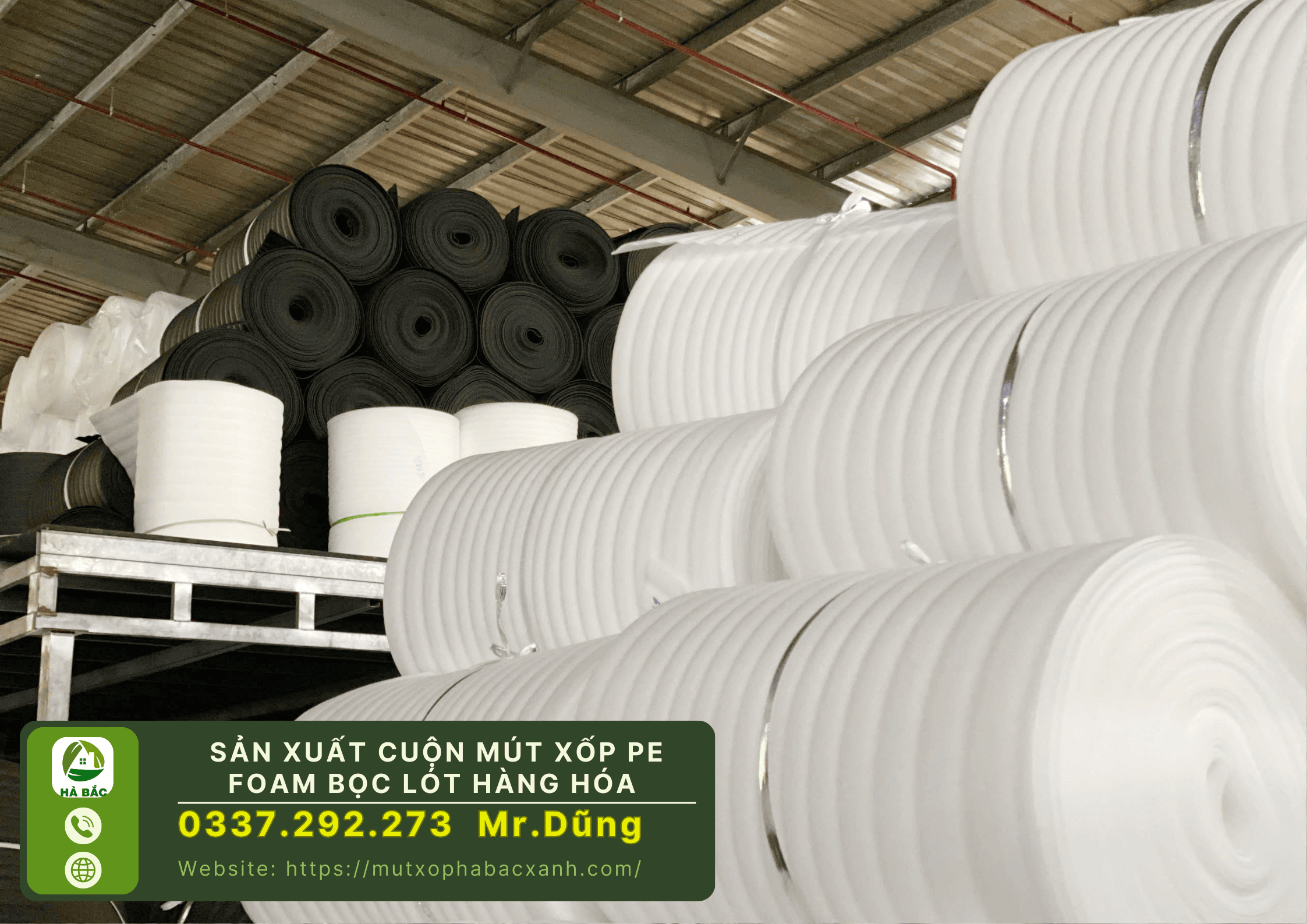 Nhà máy sản xuất cuộn mút xốp pe foam bọc lót hàng hóa tại Bắc Ninh 