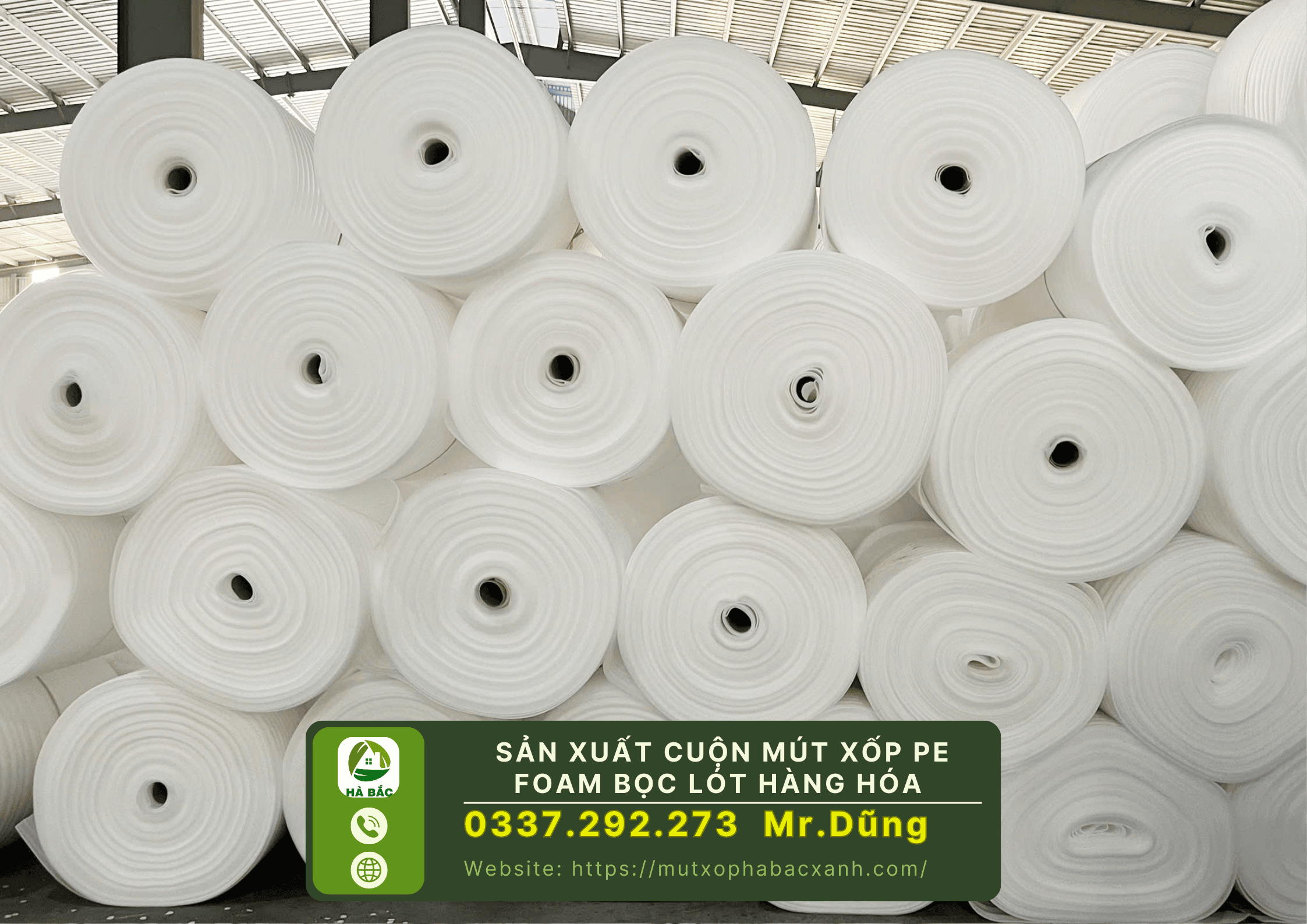 Nhà máy sản xuất cuộn mút xốp pe foam bọc lót hàng hóa tại Bắc Ninh 