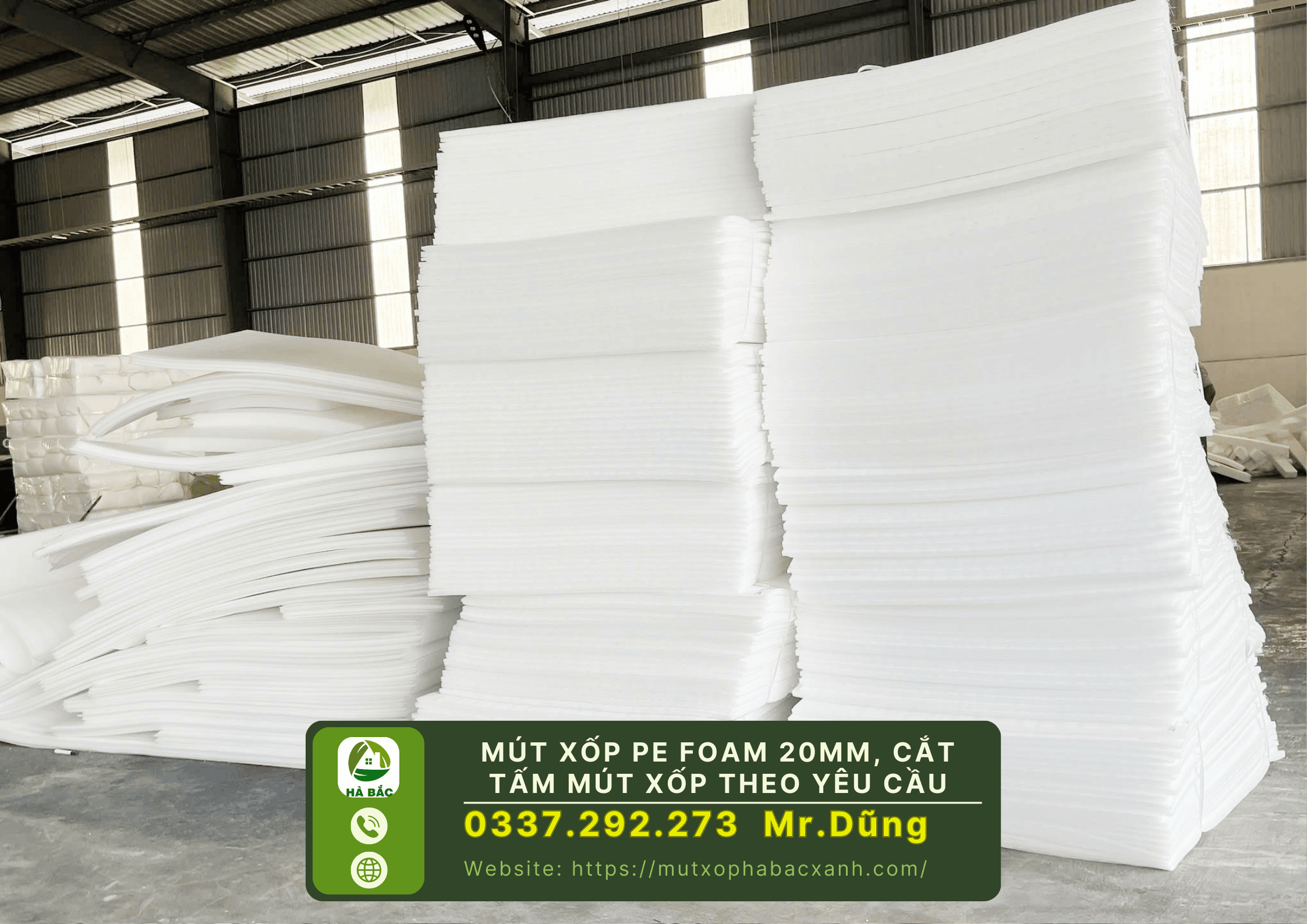 Mút xốp pe foam 20mm, cắt tấm mút xốp theo kích thước yêu cầu tại Bắc Giang 