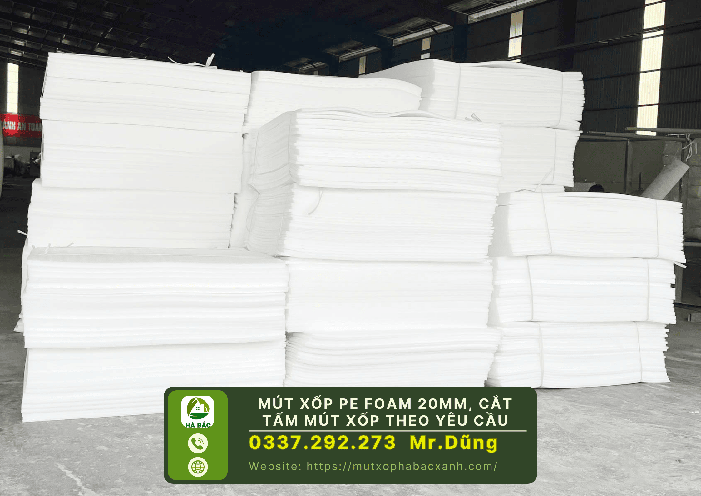 Mút xốp pe foam 20mm, cắt tấm mút xốp theo kích thước yêu cầu tại Bắc Giang