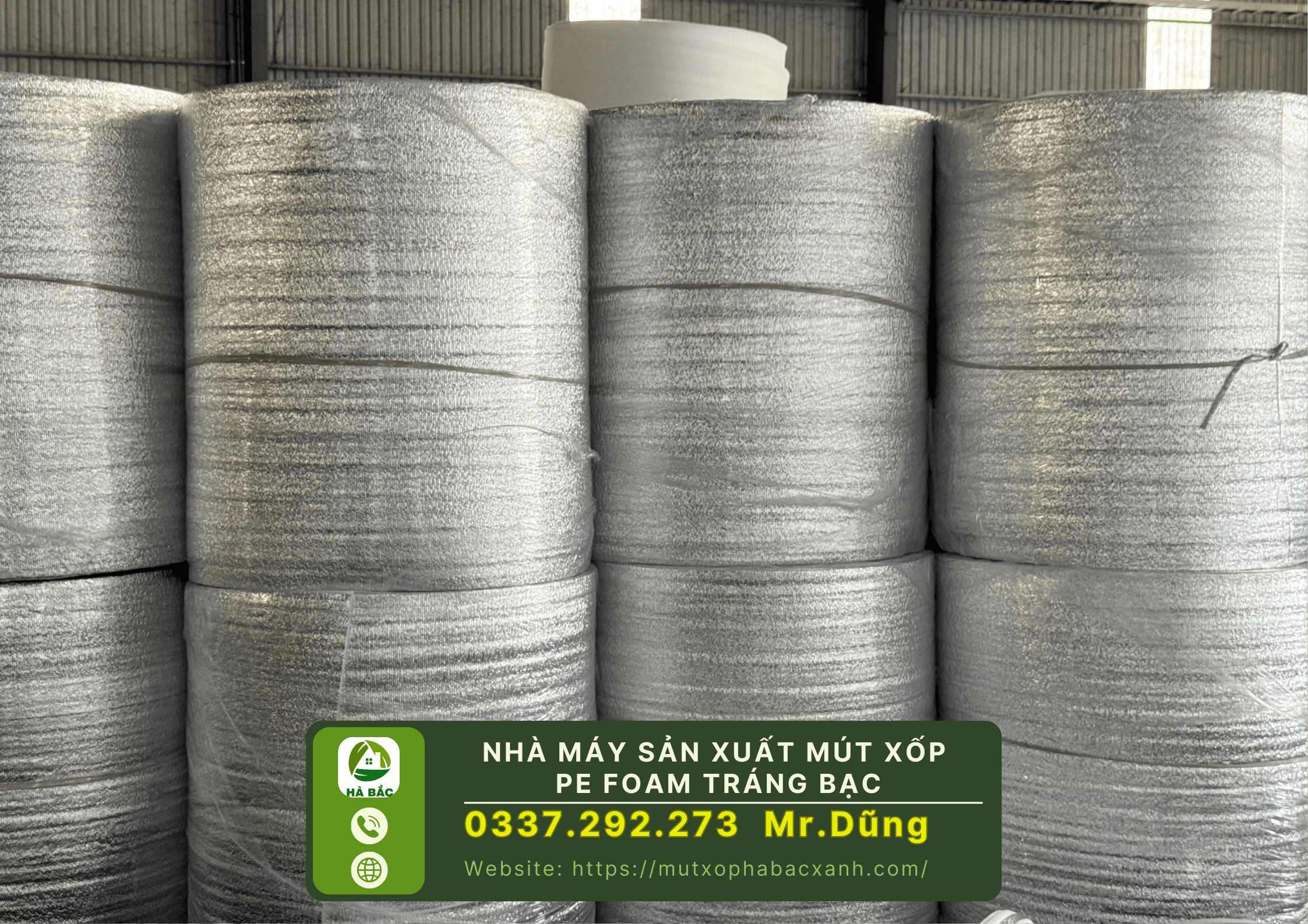 Nhà máy sản xuất mút xốp pe foam tráng bạc tại Bắc Ninh