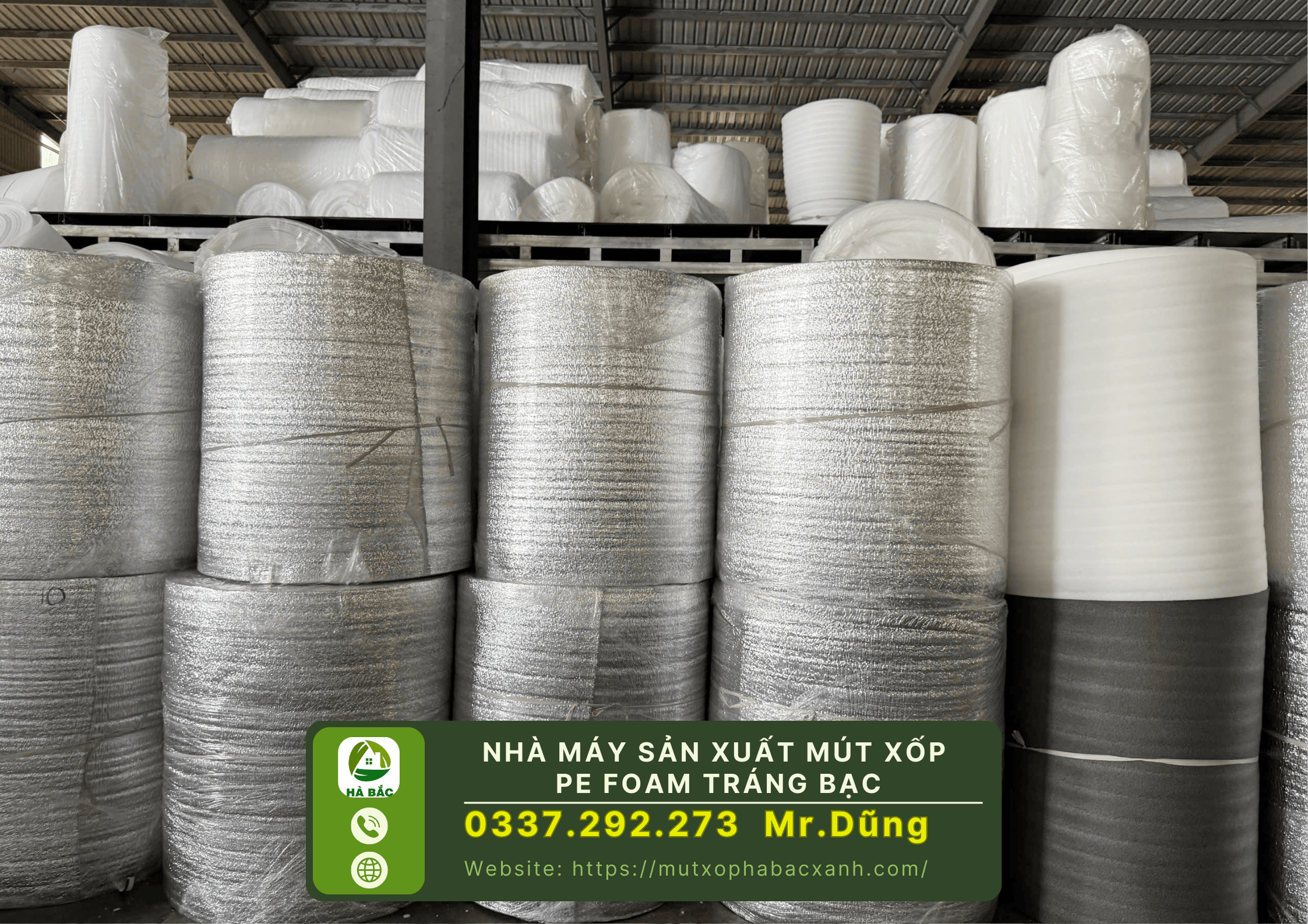 Nhà máy sản xuất mút xốp pe foam tráng bạc tại Bắc Ninh