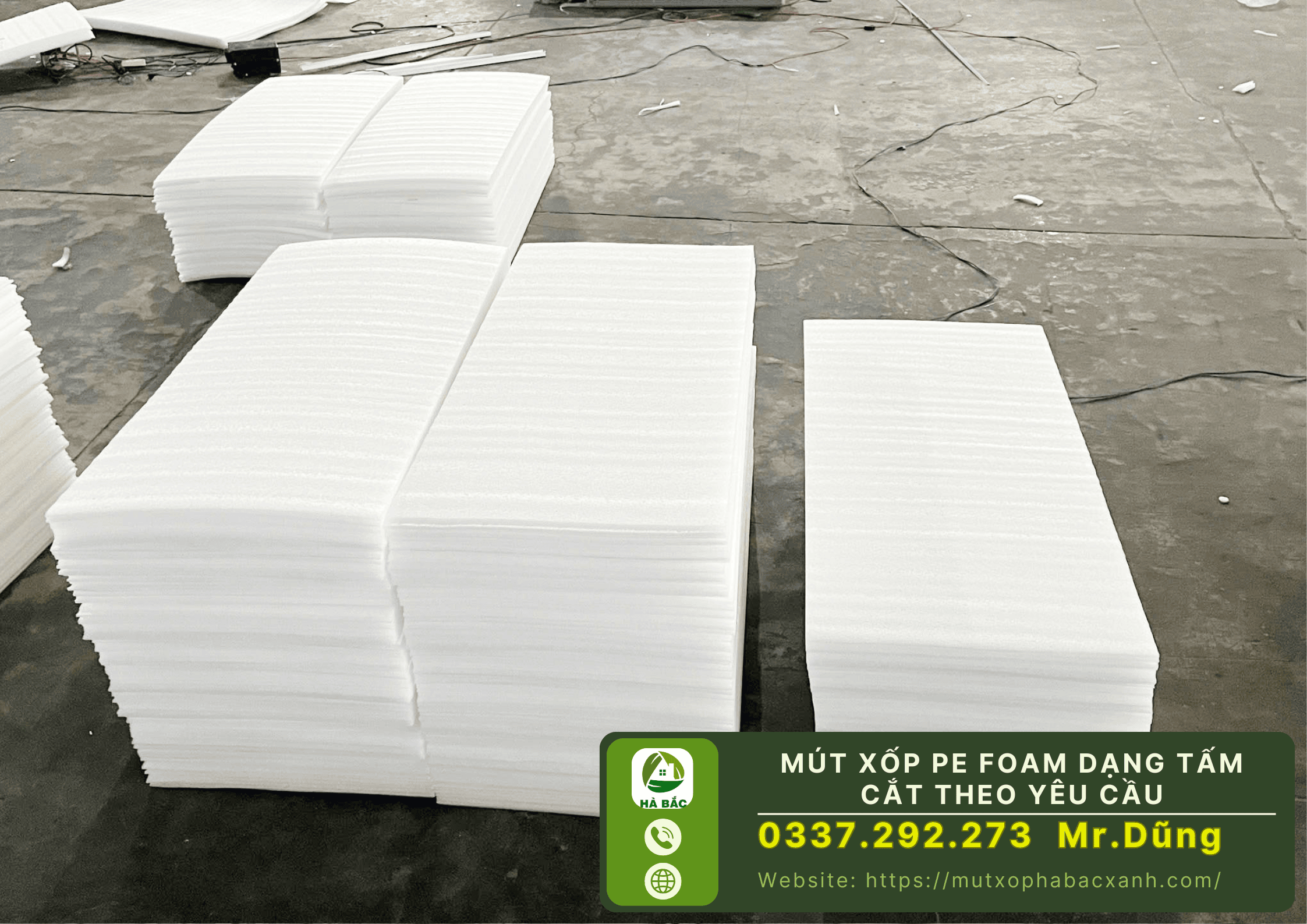 Mút xốp pe foam dạng tấm cắt theo yêu cầu tại Bình Dương
